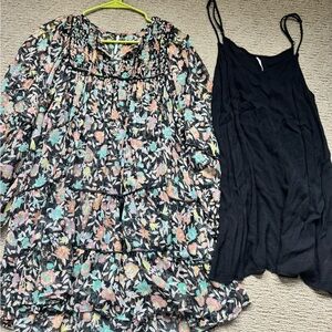 Free People Floral and Black Dress Set